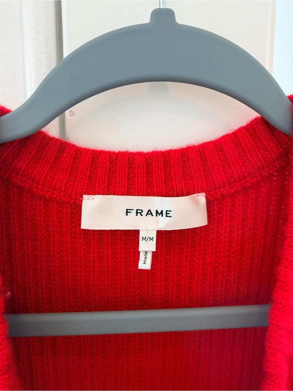 Frame Shrunken Rib Wool & Cashmere Cardigan - True Red - Picture 4 of 8